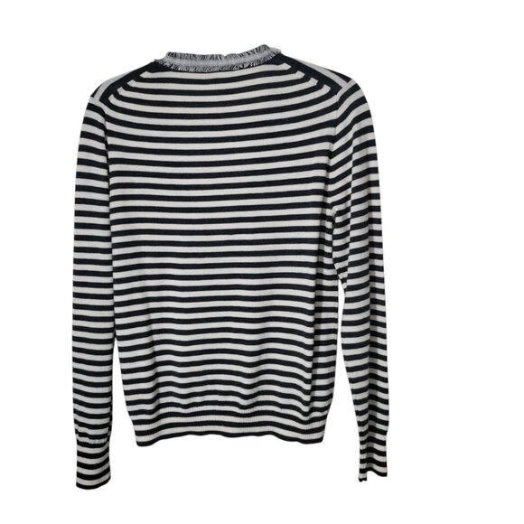 J Crew Stripe Harlow Cardigan Sweater 100 % Merino Wool Size M - Picture 2 of 8